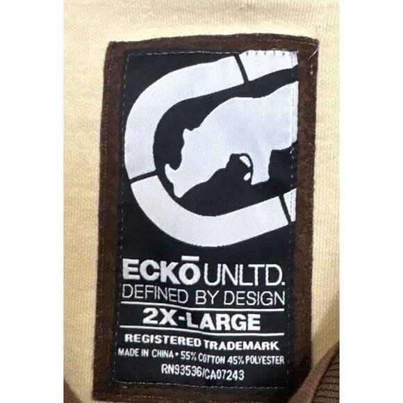 Ecko Unltd 2XL Houndstooth Jacket Y2K‎ Cyber Punk Cream Brown Full Zip - Picture 4 of 8